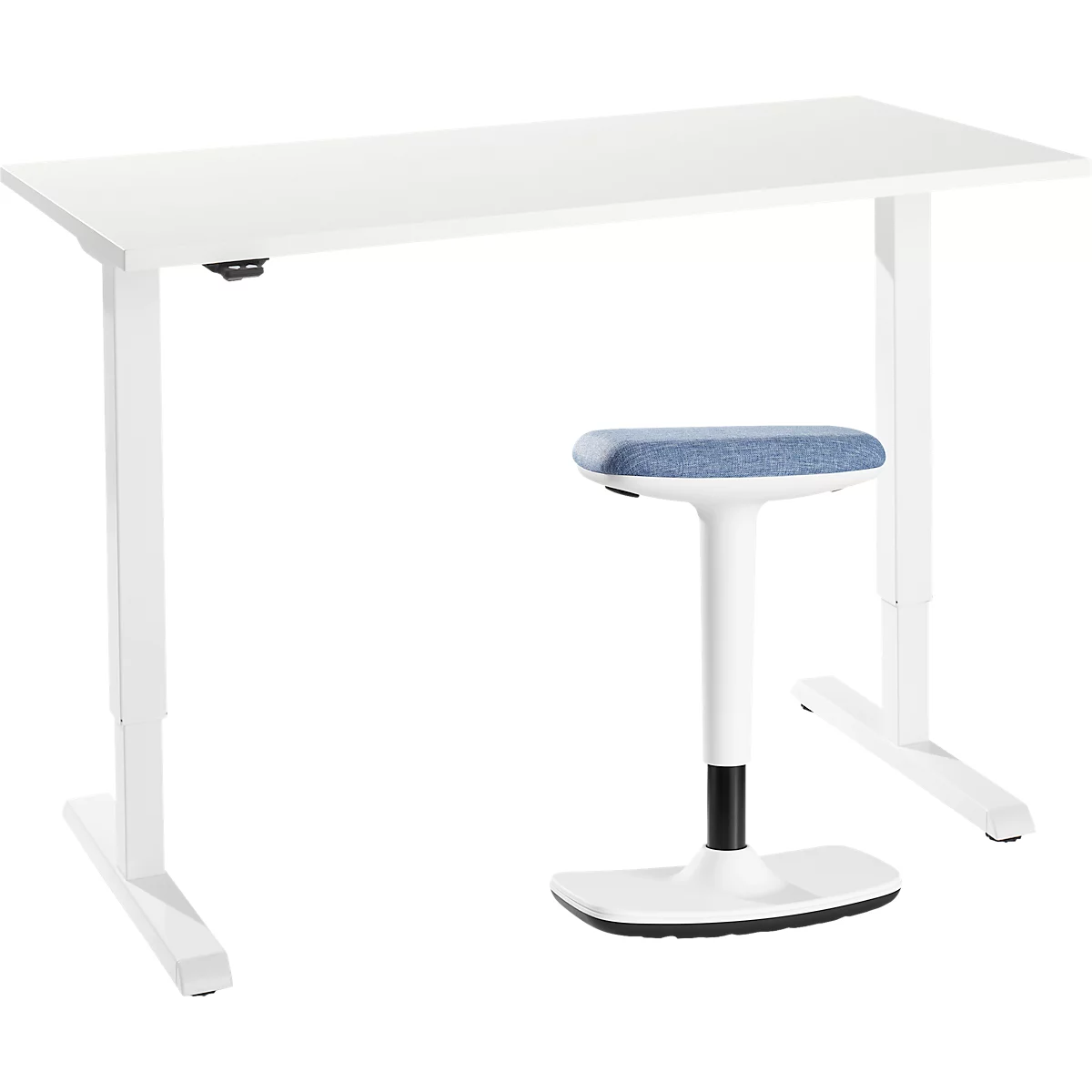 2-tlg. Büromöbel-Set, Home Office Schreibtisch, elektrisch höhenverstellbar, weiß