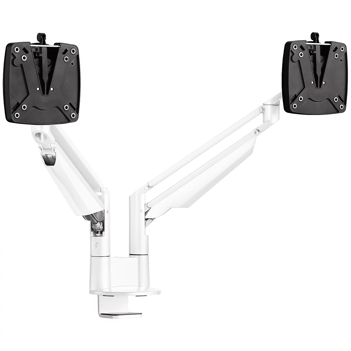 2-voudige monitorarm Novus CLU Duo C, tot 27″, tafelmontage, zwenk-/hoogteverstelbaar, wit