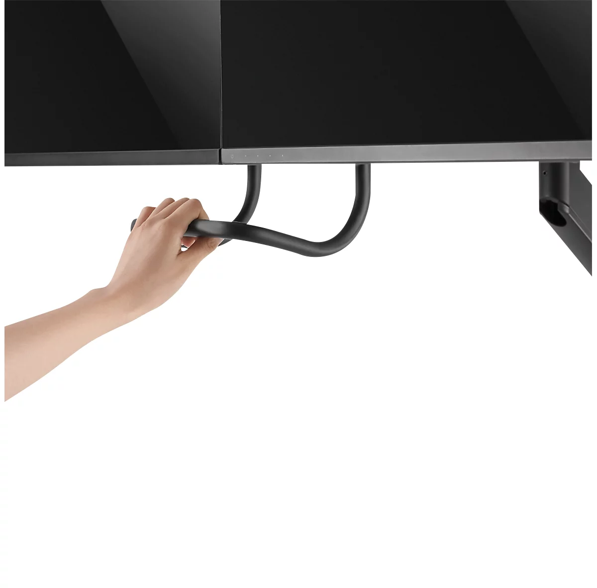 2-voudige monitorarm tafelstandaard NewStar NM-D775DXBLACK, tot 32", kantel-/draai-/zwenkbaar, met handgreep