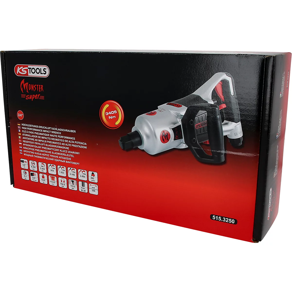 Hochleistungs-Schlagschrauber "Monster super" in roter und schwarzer Box, 340 Nm.