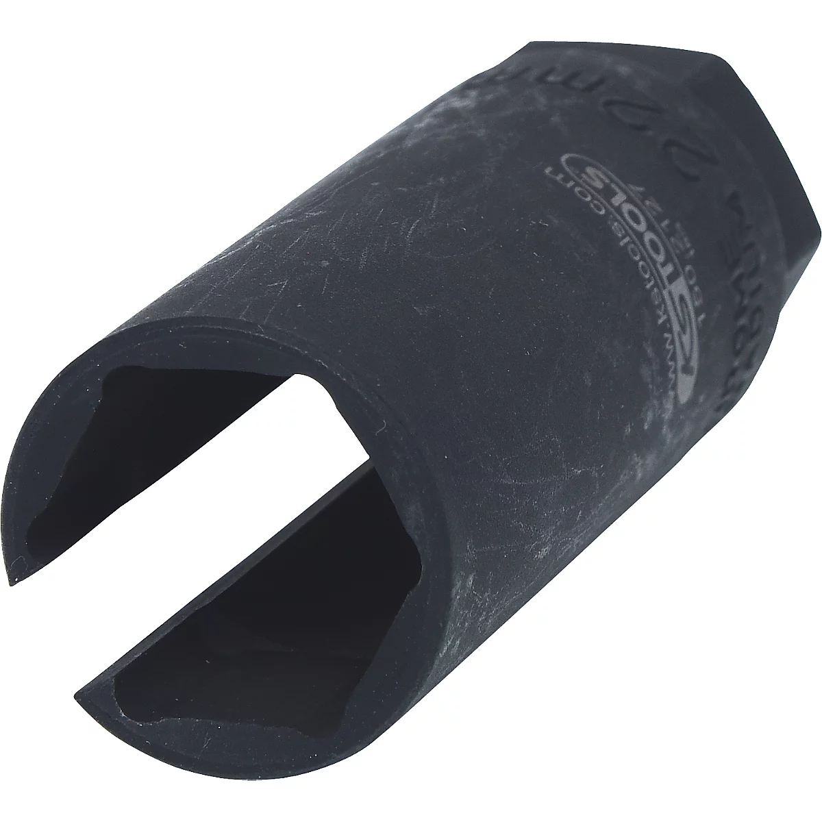 Schwarzer, halbrund ausgeschnittener Steckschlüssel. Aufschrift KSTOOLS.com.