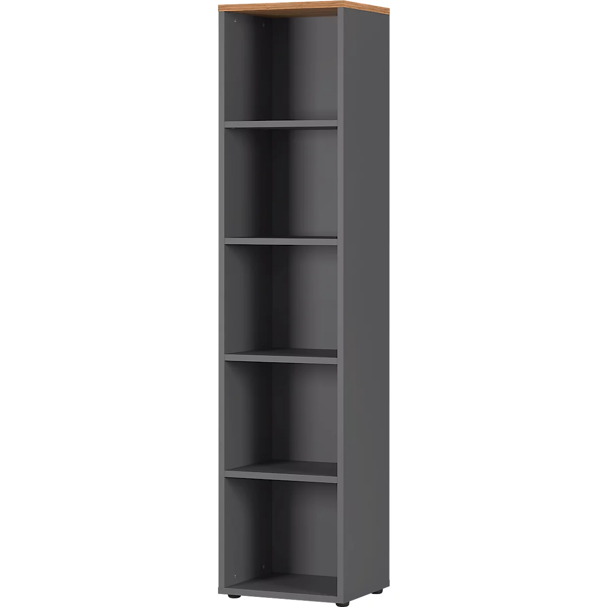 3-delige Agenda Home Office meubelset, 2 archiefkasten, B 800 mm en 1 archiefplank, B 450 mm, elk D 400 x H 1970 mm, grafiet/Groen eiken
