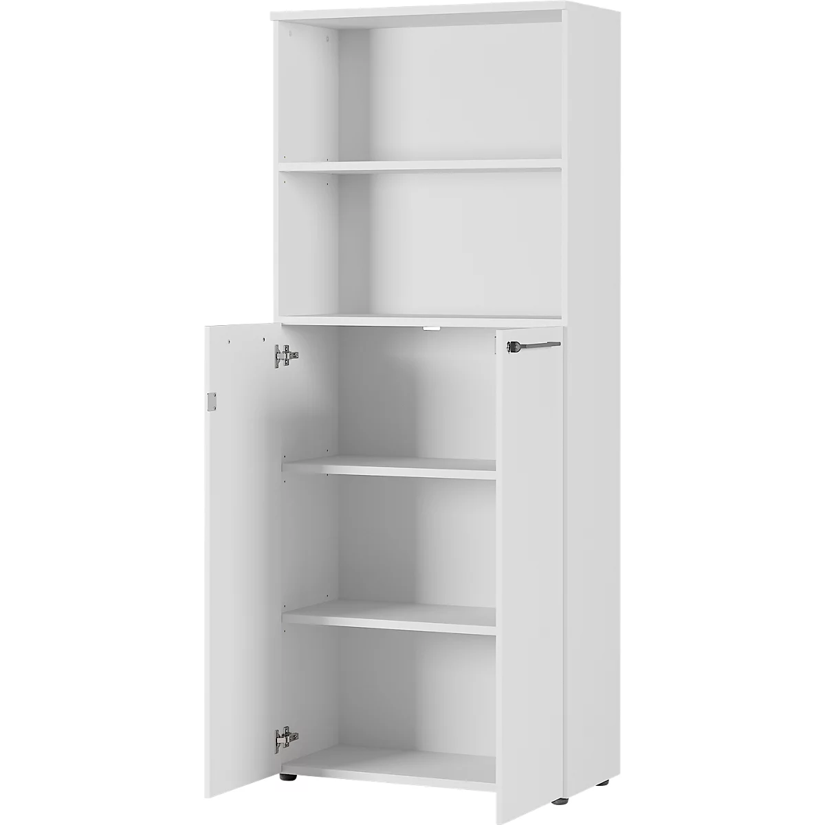 3-delige kantoormeubelset Agenda, 2 archiefkasten, B 800 mm en 1 archiefplank, B 450 mm, elk D 400 x H 1970 mm, grafiet/lichtgrijs