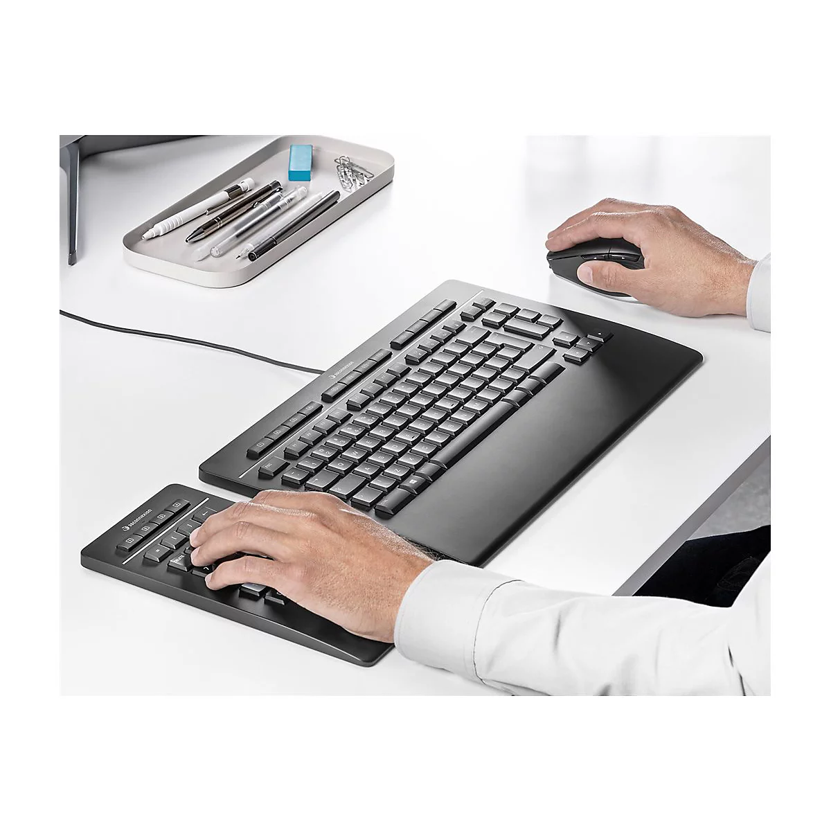 3Dconnexion Keyboard Pro with Numpad - Tastatur und Nummernfeld - USB - AZERTY - Französisch