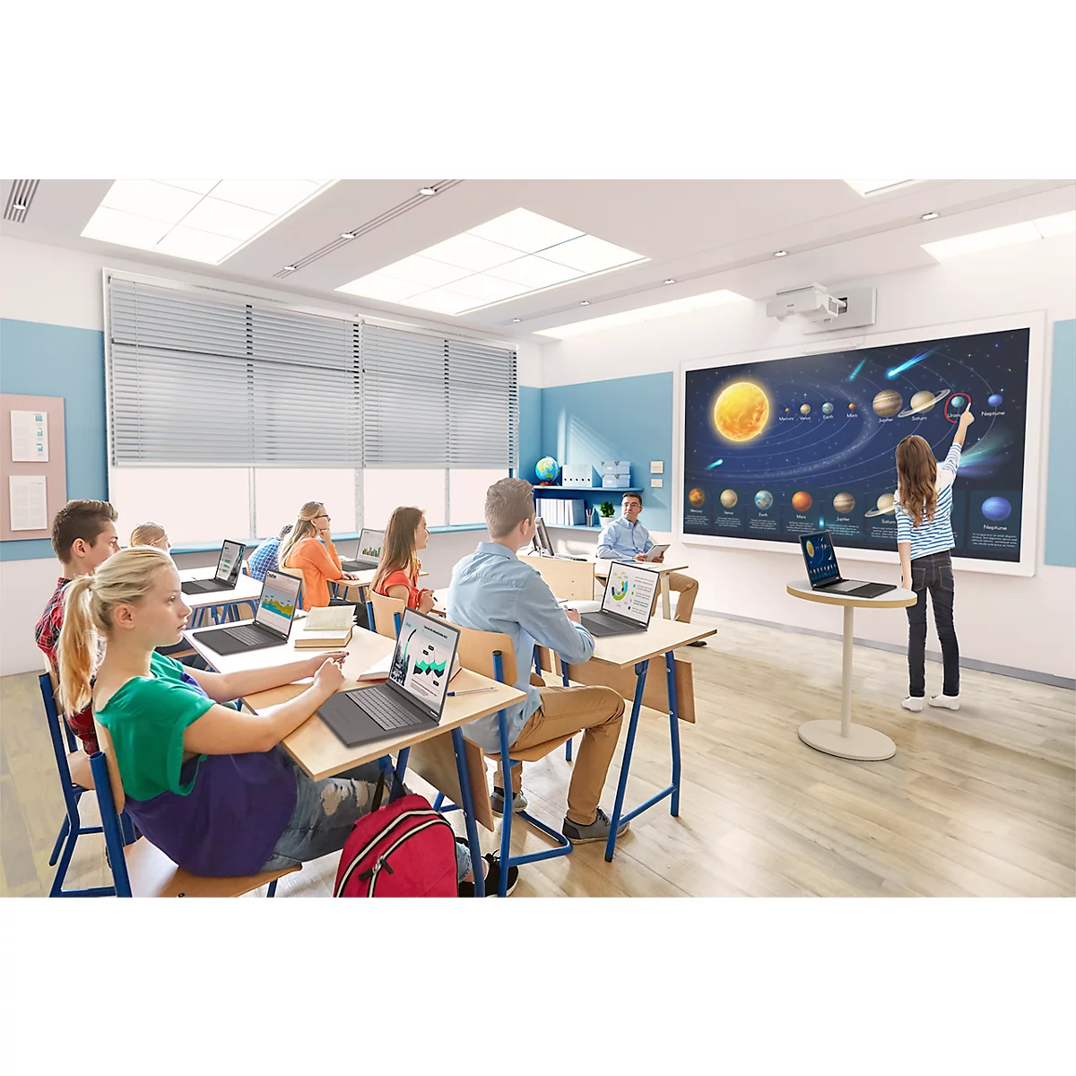 3LCD projector met ultrakorte projectieafstand Epson EB-760W, tot 150 inch, 4.100 lumen, HD Ready WXGA, 2.500.000:1, wit