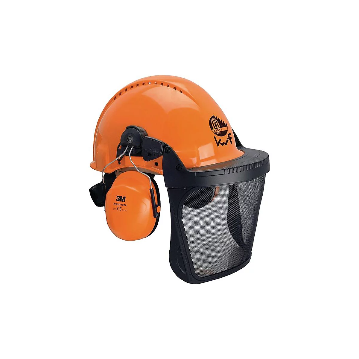 3M boswerkerscombinatie G3000M, oranje, UV-gestabiliseerd, EN 397, EN 352-3, SNR 28 dB, gelaatsbescherming nylon gaas