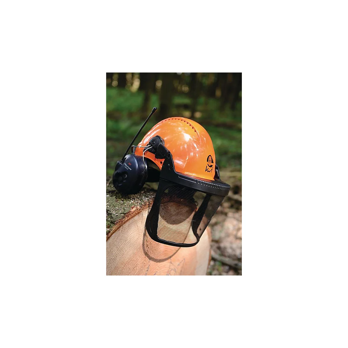 3M boswerkerscombinatie G3000M, oranje, UV-gestabiliseerd, EN 397, EN 352-3, SNR 28 dB, gelaatsbescherming nylon gaas
