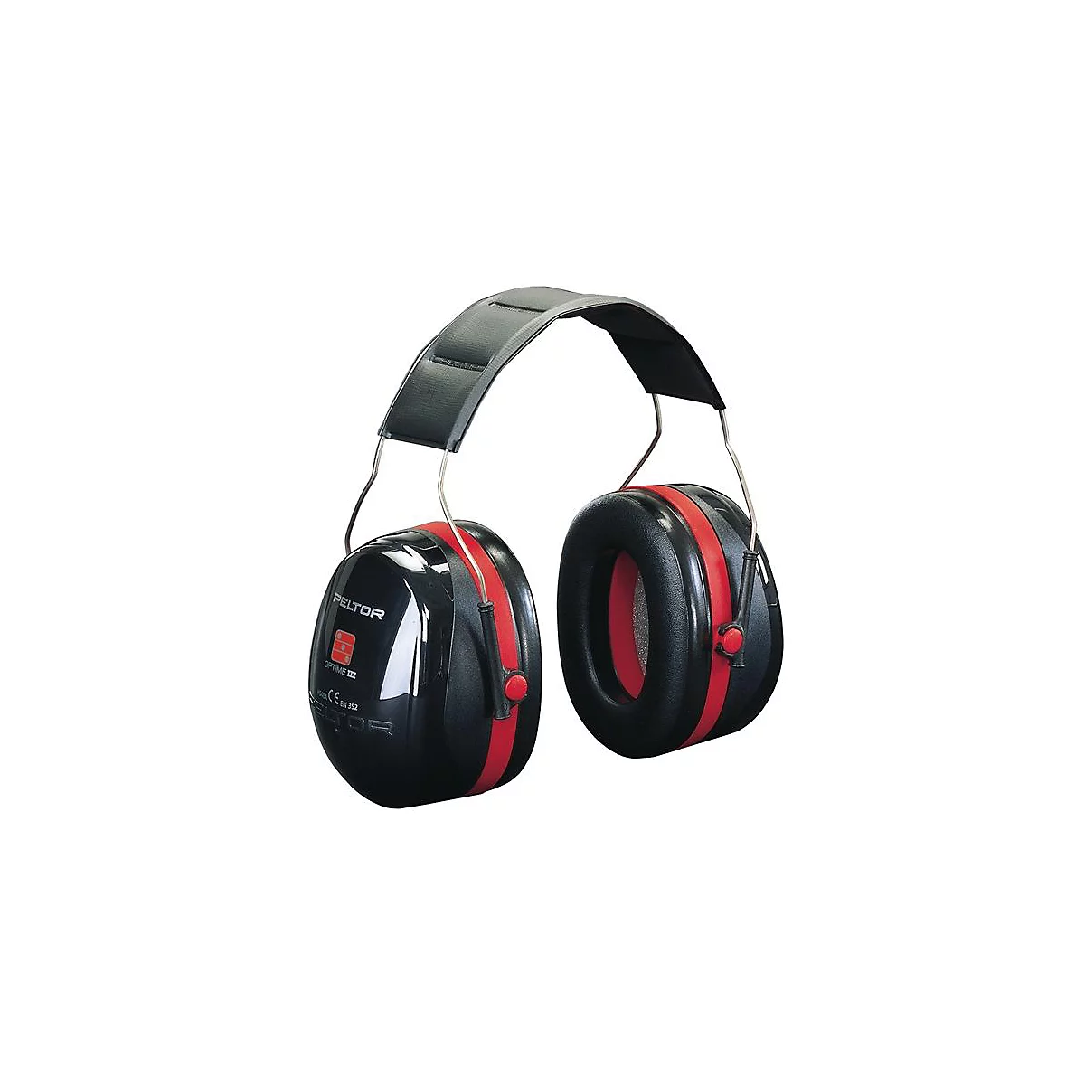 3M oorkappen OPTIME III, SNR 35 dB, EN 352-1-3, gevoerde hoofdband, zwart/rood, voor blootstelling aan extreem lawaai
