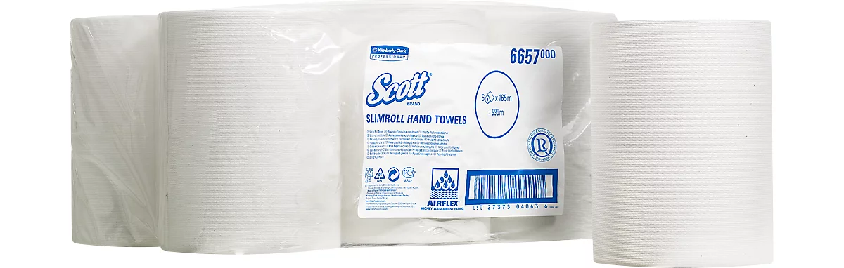 6 rollen handdoekpapier SCOTT® Slimroll, wit