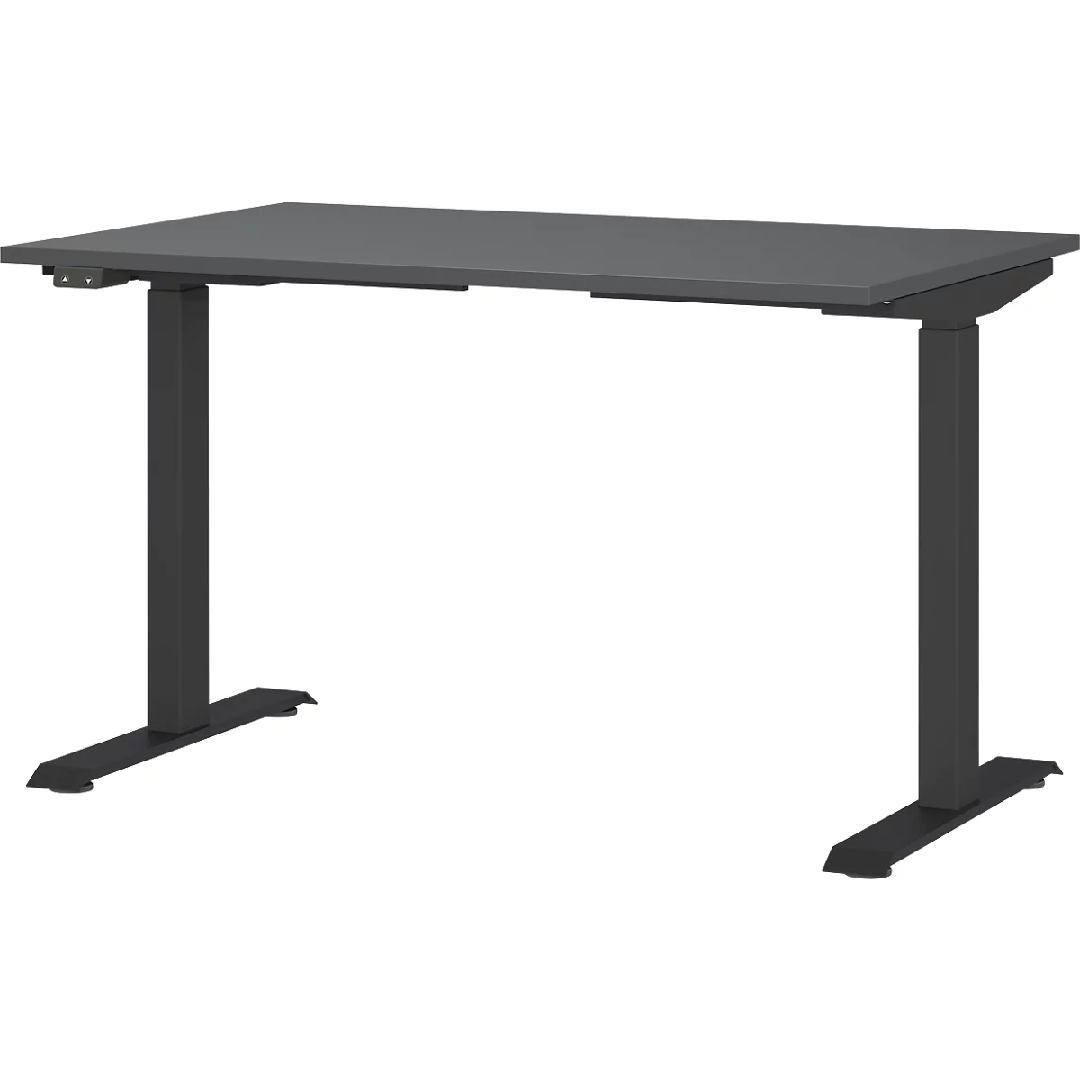 Aalborg bureau, elektrisch in hoogte verstelbaar, rechthoekig, tot 80 kg, T-poot frame, B 1200 x D 800 x H 720 - 1200 mm, grafiet/zwartgrijs