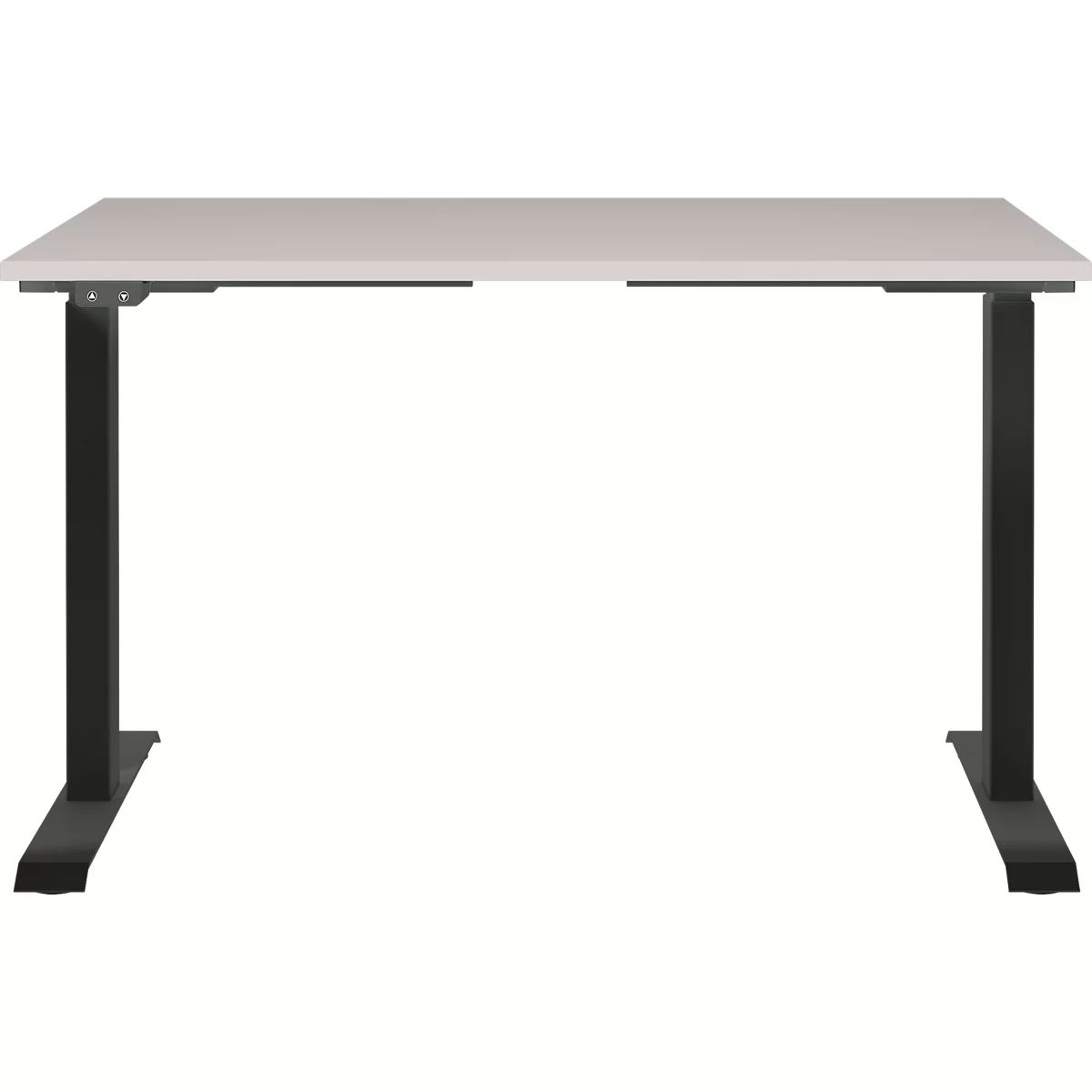 Aalborg bureau, elektrisch in hoogte verstelbaar, rechthoekig, tot 80 kg, T-poot frame, B 1200 x D 800 x H 720 - 1200 mm, kasjmier/zwartgrijs