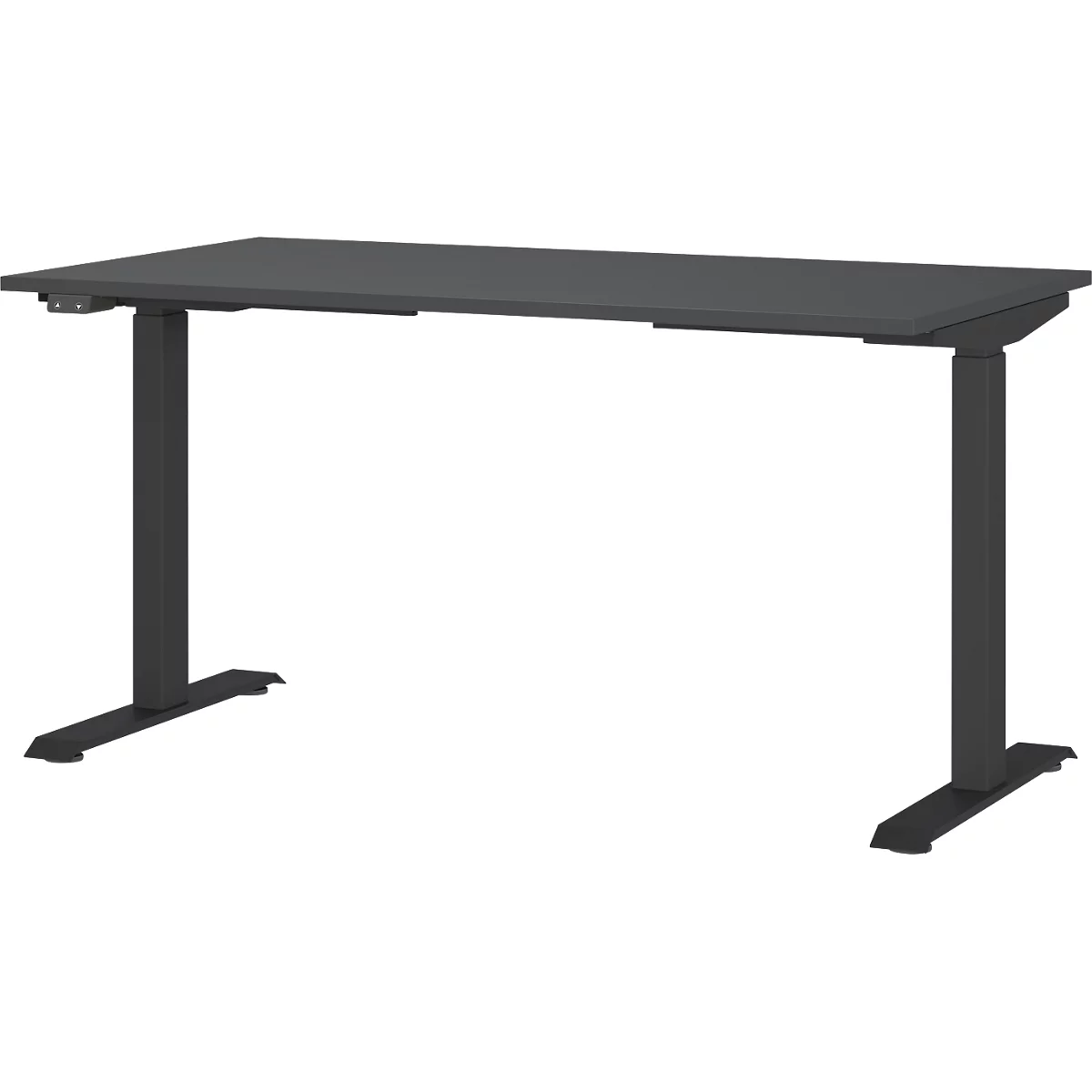 Aalborg bureau, elektrisch in hoogte verstelbaar, rechthoekig, tot 80 kg, T-poot frame, B 1400 x D 800 x H 720 - 1200 mm, grafiet/zwartgrijs