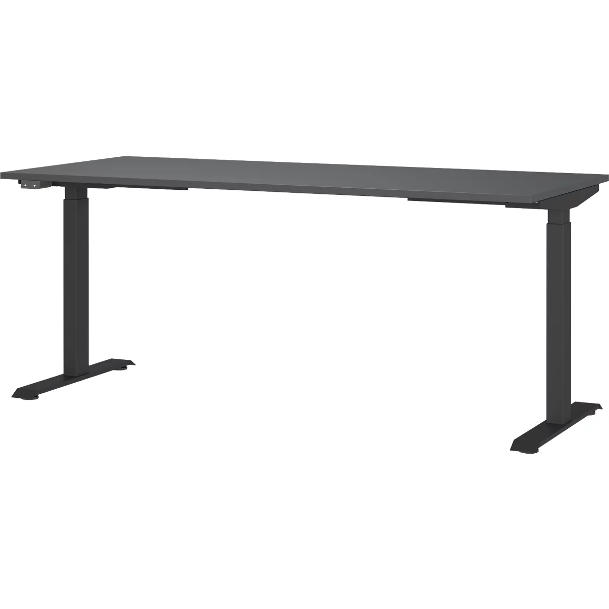 Aalborg bureau, elektrisch in hoogte verstelbaar, rechthoekig, tot 80 kg, T-poot frame, B 1800 x D 800 x H 720 - 1200 mm, grafiet/zwartgrijs