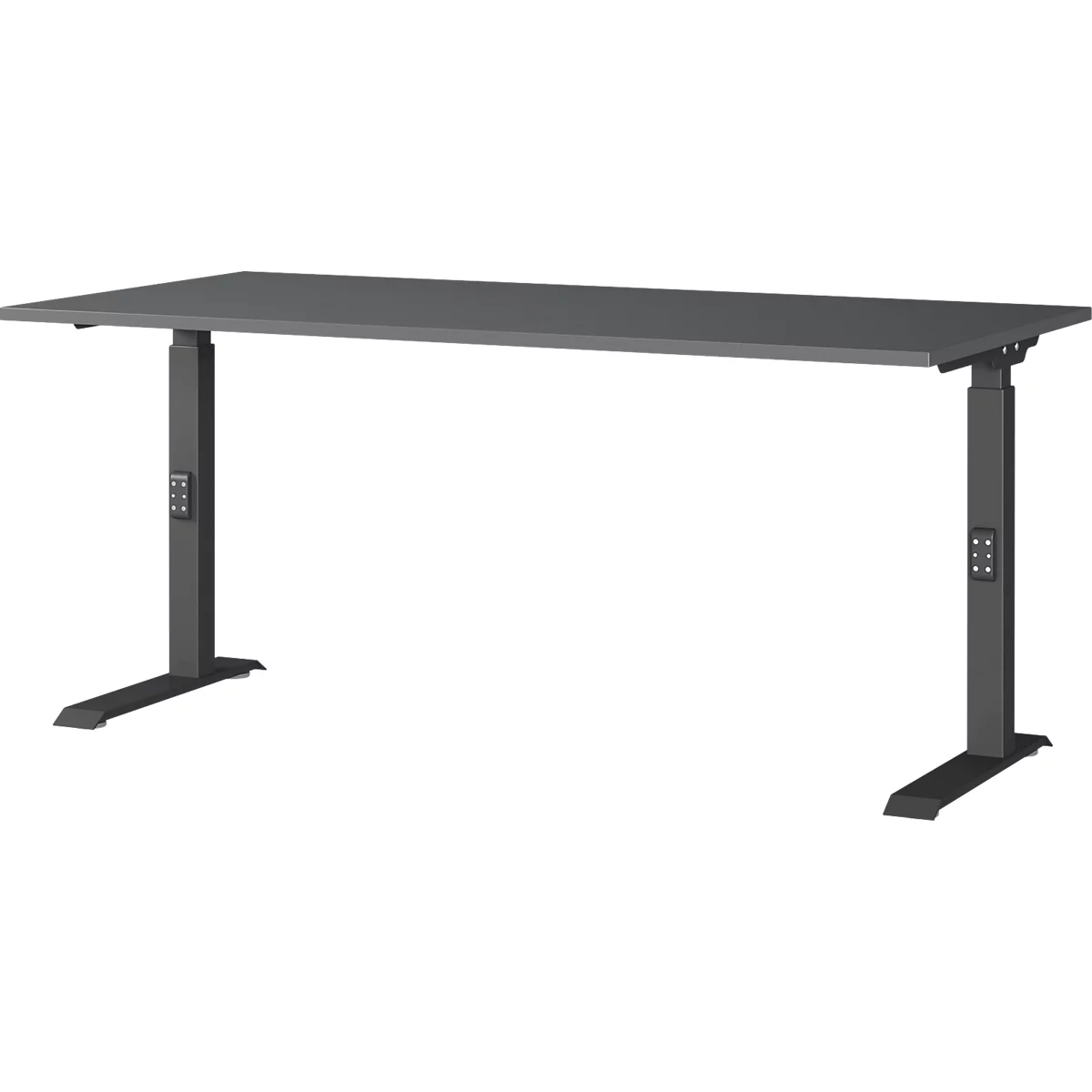 Aalborg bureau, mechanisch in hoogte verstelbaar, tot 80 kg, rechthoekig, C-poot, B 1600 x D 800 x H 680 - 910 mm, grafiet/zwartgrijs