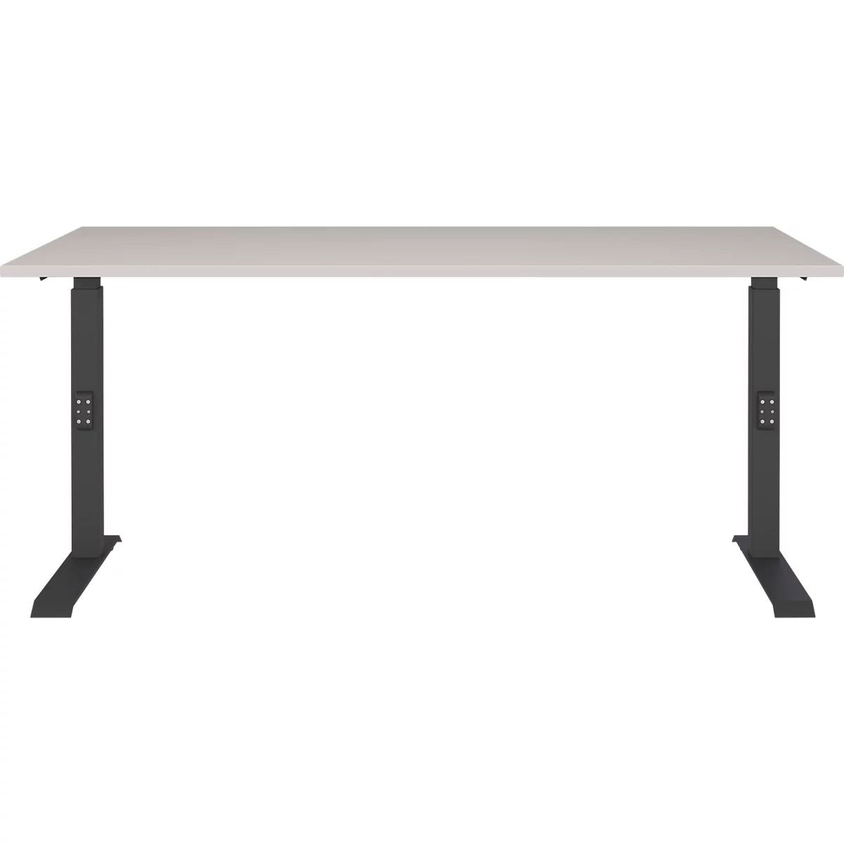 Aalborg bureau, mechanisch in hoogte verstelbaar, tot 80 kg, rechthoekig, C-poot, B 1600 x D 800 x H 680 - 910 mm, kasjmier/zwartgrijs