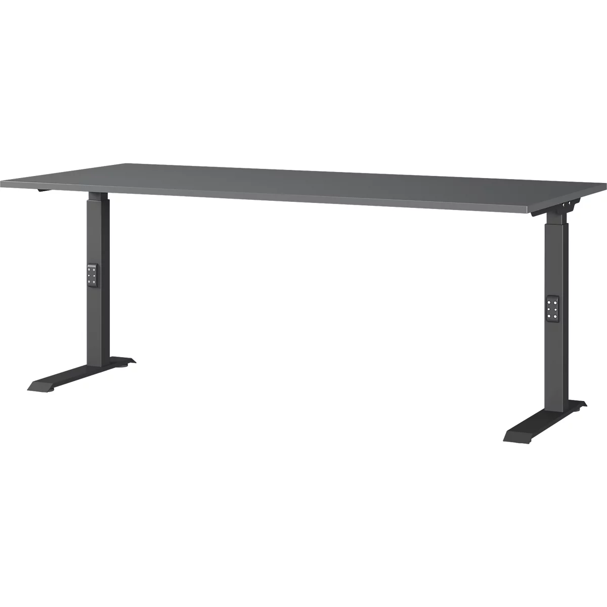 Aalborg bureau, mechanisch in hoogte verstelbaar, tot 80 kg, rechthoekig, C-poot, B 1800 x D 800 x H 680 - 910 mm, grafiet/zwartgrijs
