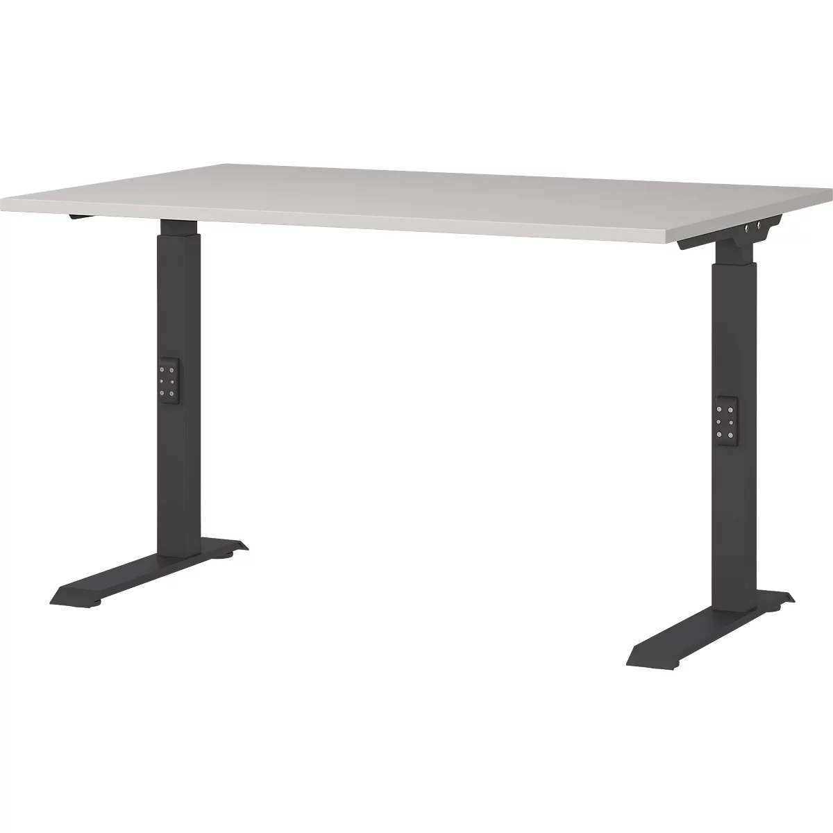 Aalborg bureau, mechanisch in hoogte verstelbaar, tot 80 kg, rechthoekig, C-voet, B 1200 x D 800 x H 680 - 910 mm, kasjmier/zwartgrijs