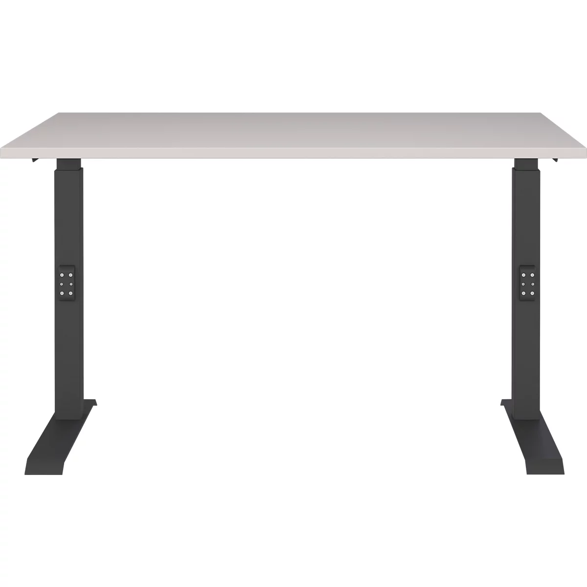 Aalborg bureau, mechanisch in hoogte verstelbaar, tot 80 kg, rechthoekig, C-voet, B 1200 x D 800 x H 680 - 910 mm, kasjmier/zwartgrijs