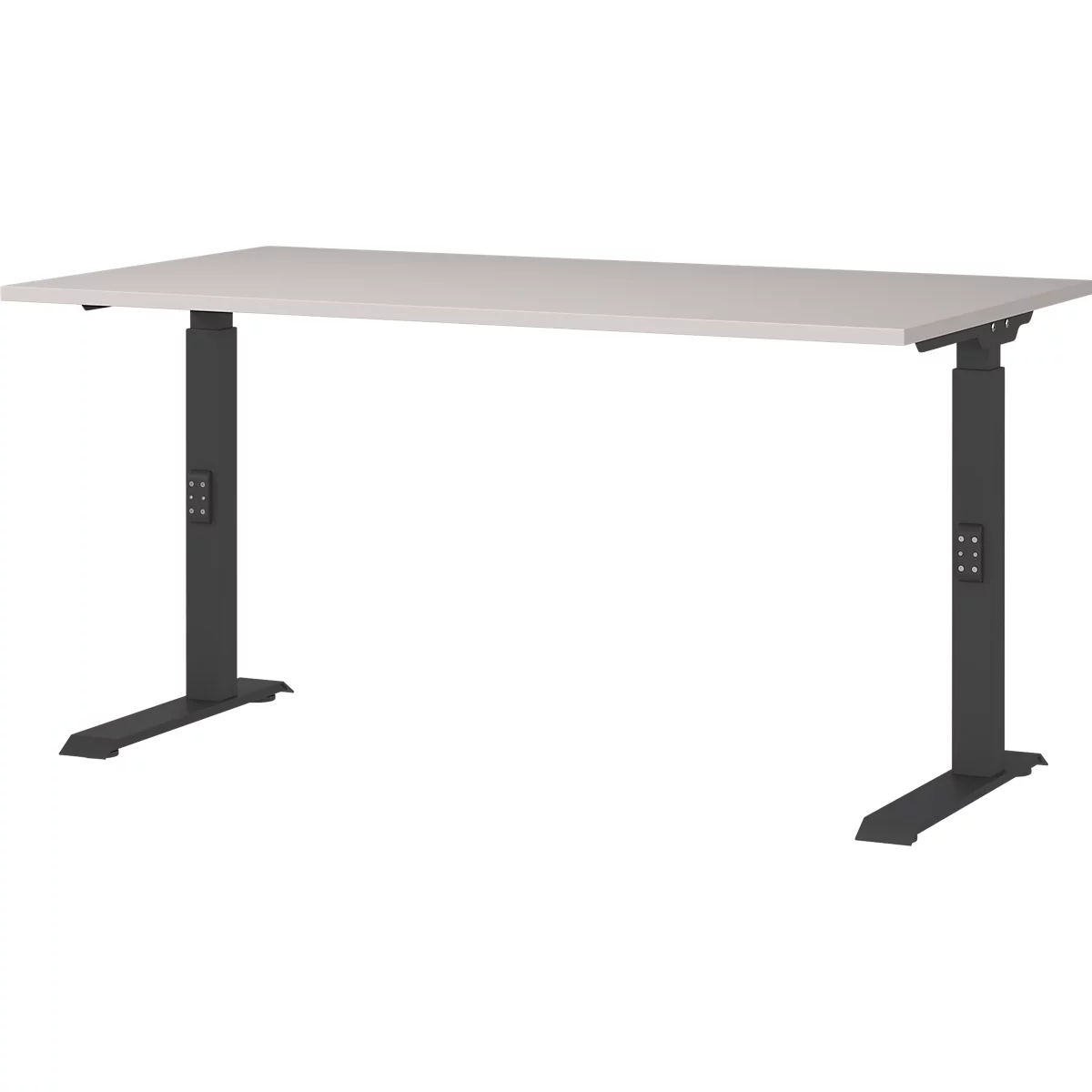 Aalborg bureau, mechanisch in hoogte verstelbaar, tot 80 kg, rechthoekig, C-voet, B 1400 x D 800 x H 680 - 910 mm, kasjmier/zwartgrijs