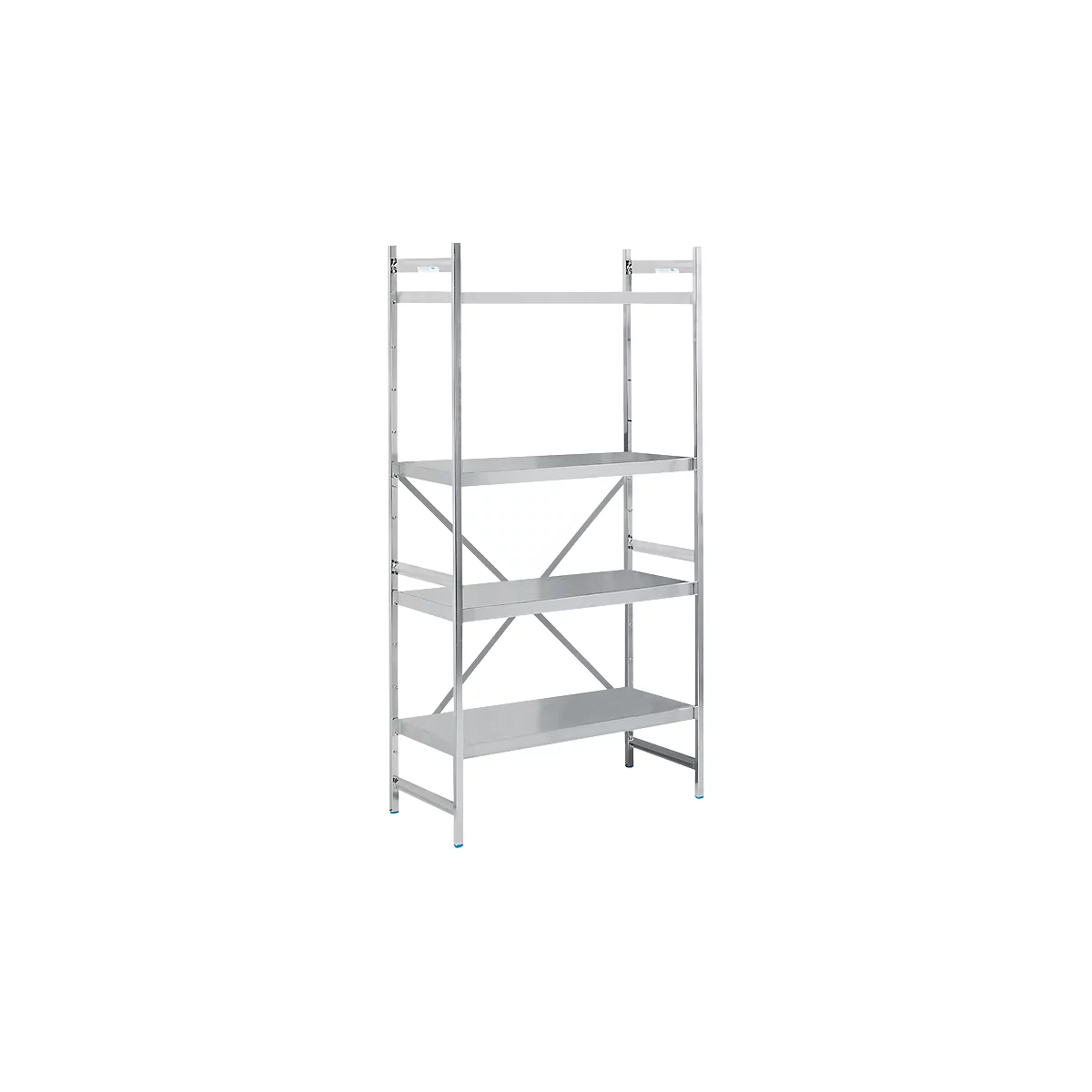 Aanbouwstelling, B 900 x D 500 x H 2000 mm, gesloten legborden, roestvrij staal 