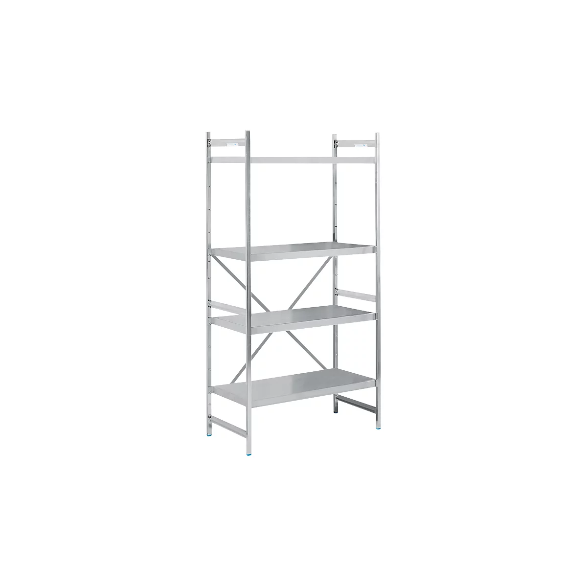 Aanbouwstelling, B 900 x D 600 x H 2000 mm, gesloten legborden, roestvrij staal