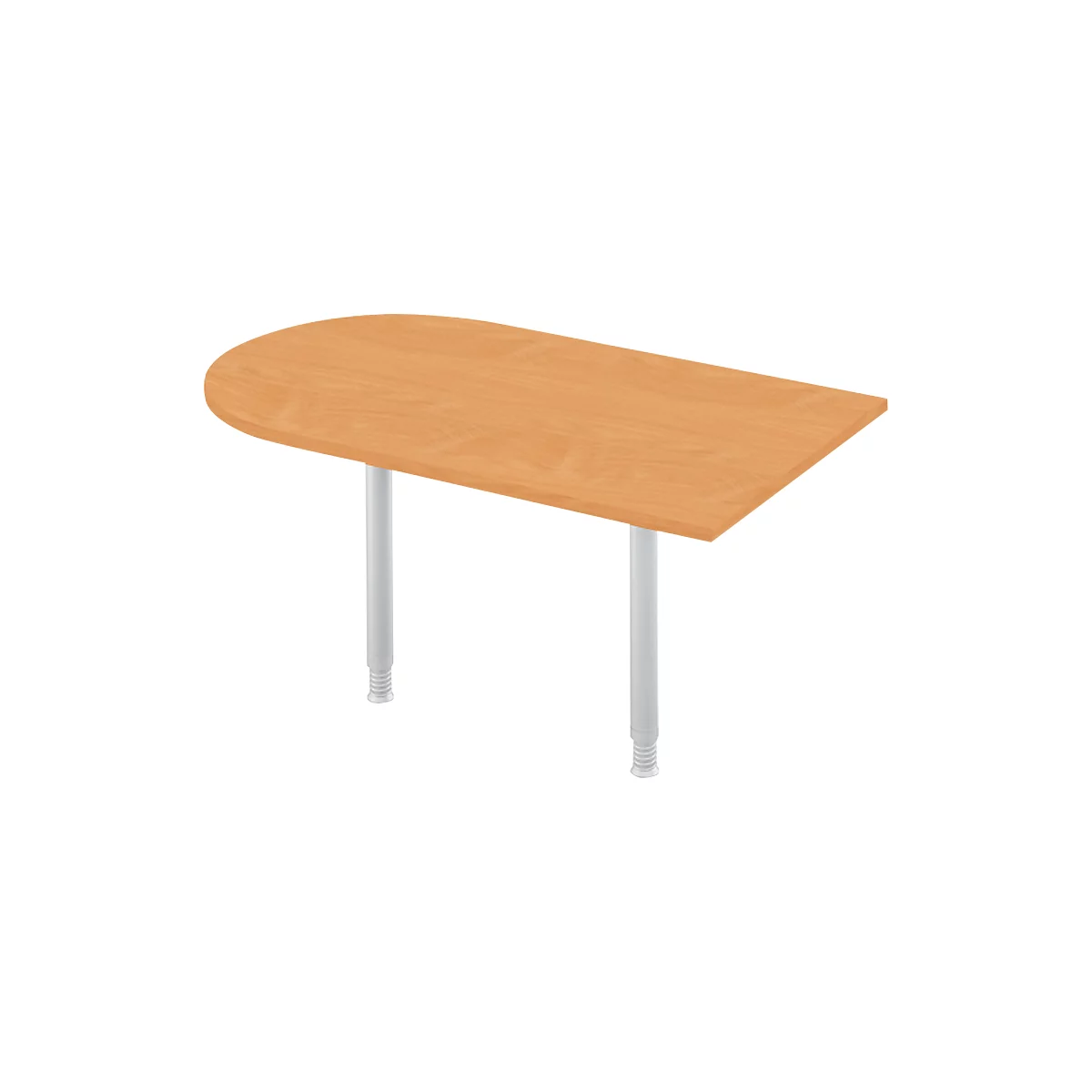 Aanbouwtafel, boogvorm, B 1400 x D 800 mm, beuken/blank aluminium