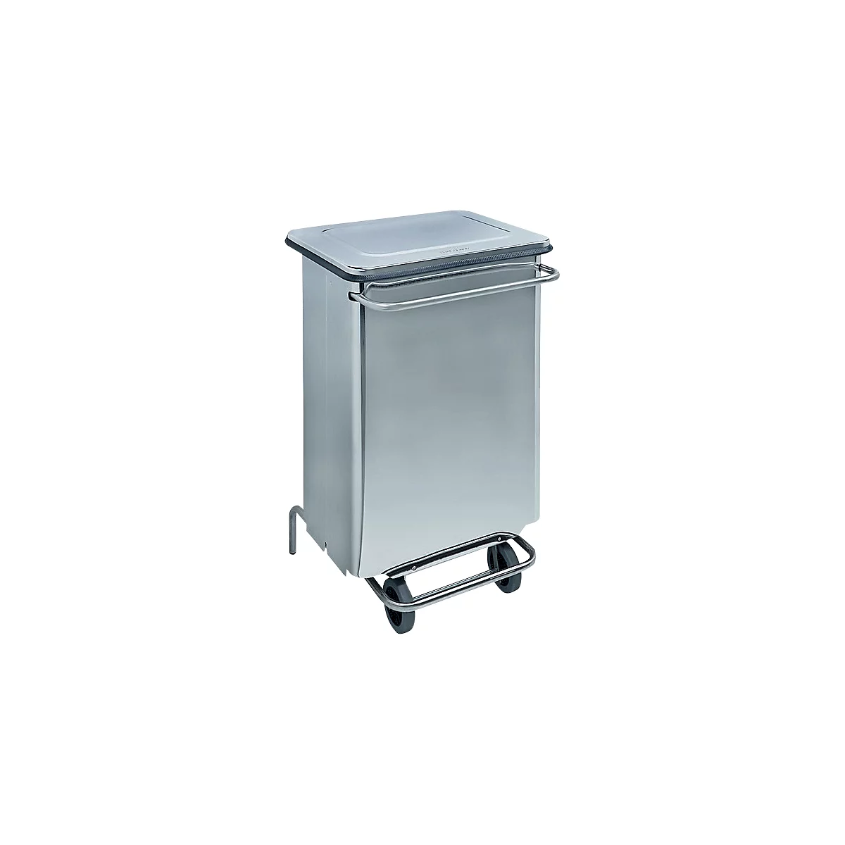 Abfallbehälter Continox, Edelstahl, 2 Gummiräder, mit Pedal, 70 Liter