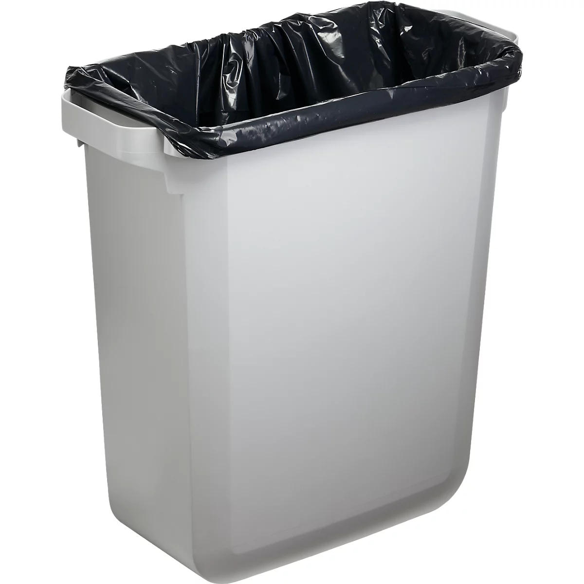Abfallbehälter Durable Durabin Eco, 60 L, mit Deckel, 2 Tragegriffe, B 590 x T 282 x H 600 mm, recycelter Kunststoff in Qualität Blauer Engel, grau