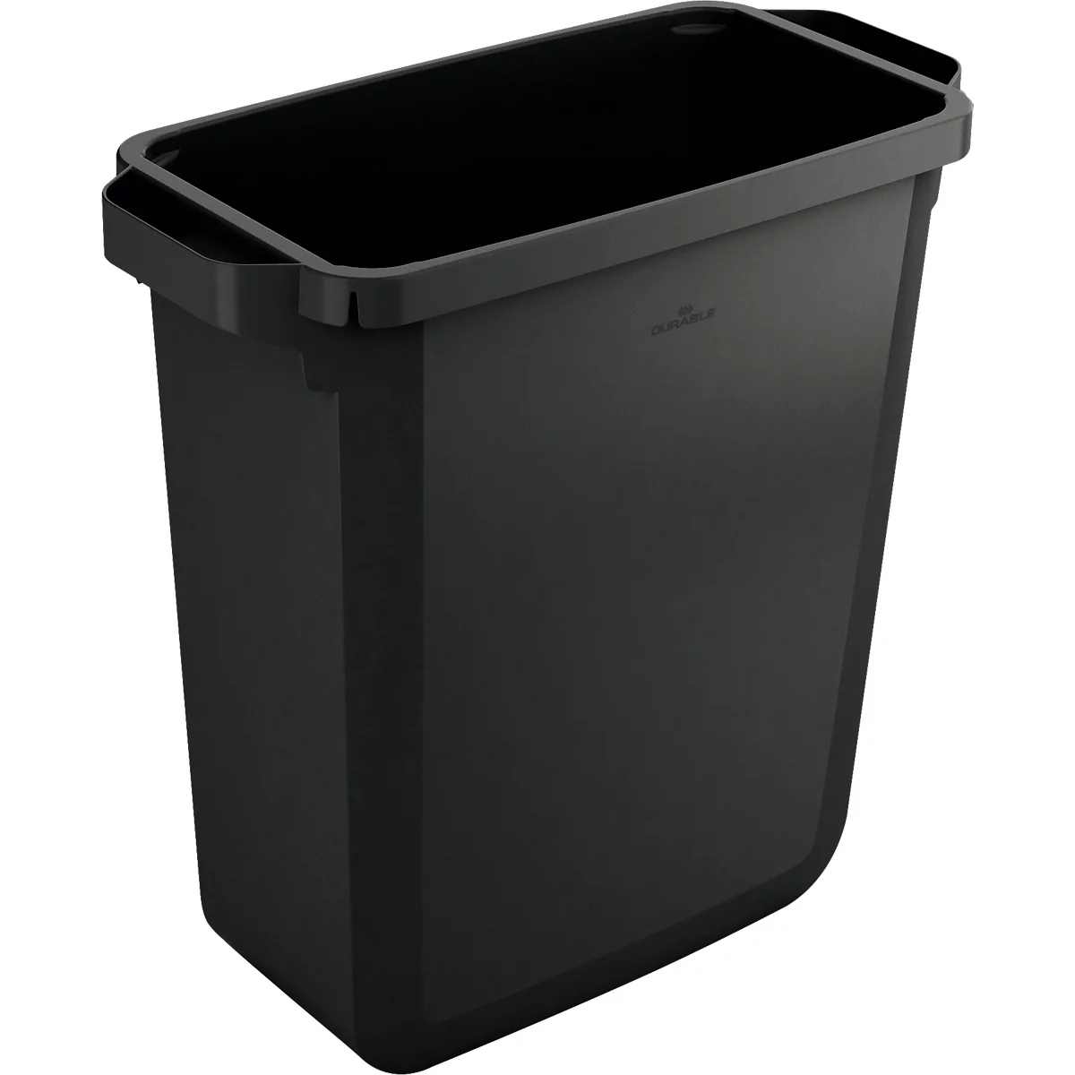 Abfallbehälter Durable Durabin Eco, 60 L, mit Deckel, 2 Tragegriffe, B 590 x T 282 x H 600 mm, recycelter Kunststoff in Qualität Blauer Engel, schwarz
