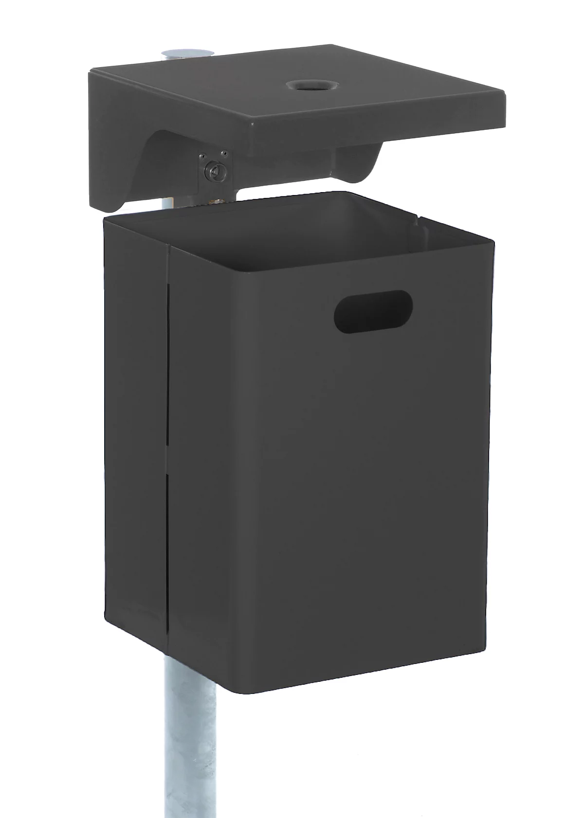 Abfallbehälter mit Haube und integriertem Ascher, anthrazit (RAL 7016)