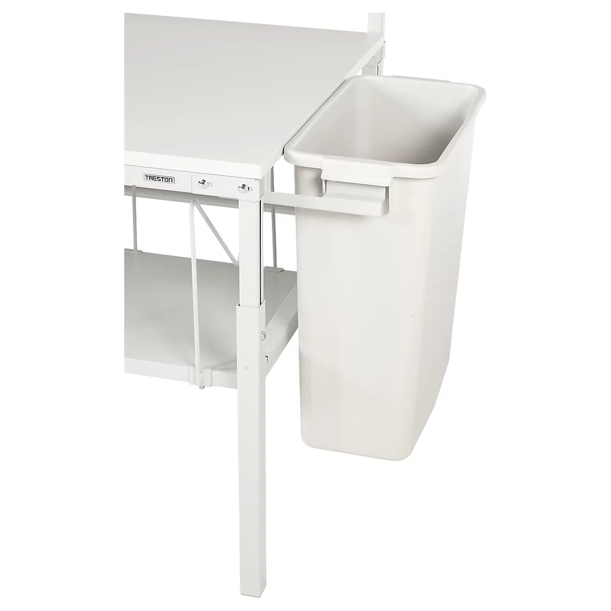 Abfallbehälter Serie TPB, für Packtische der Serie TPB, Inhalt 60 l, mit Stahlhalterung, B 530 x T 280 x H 585 mm