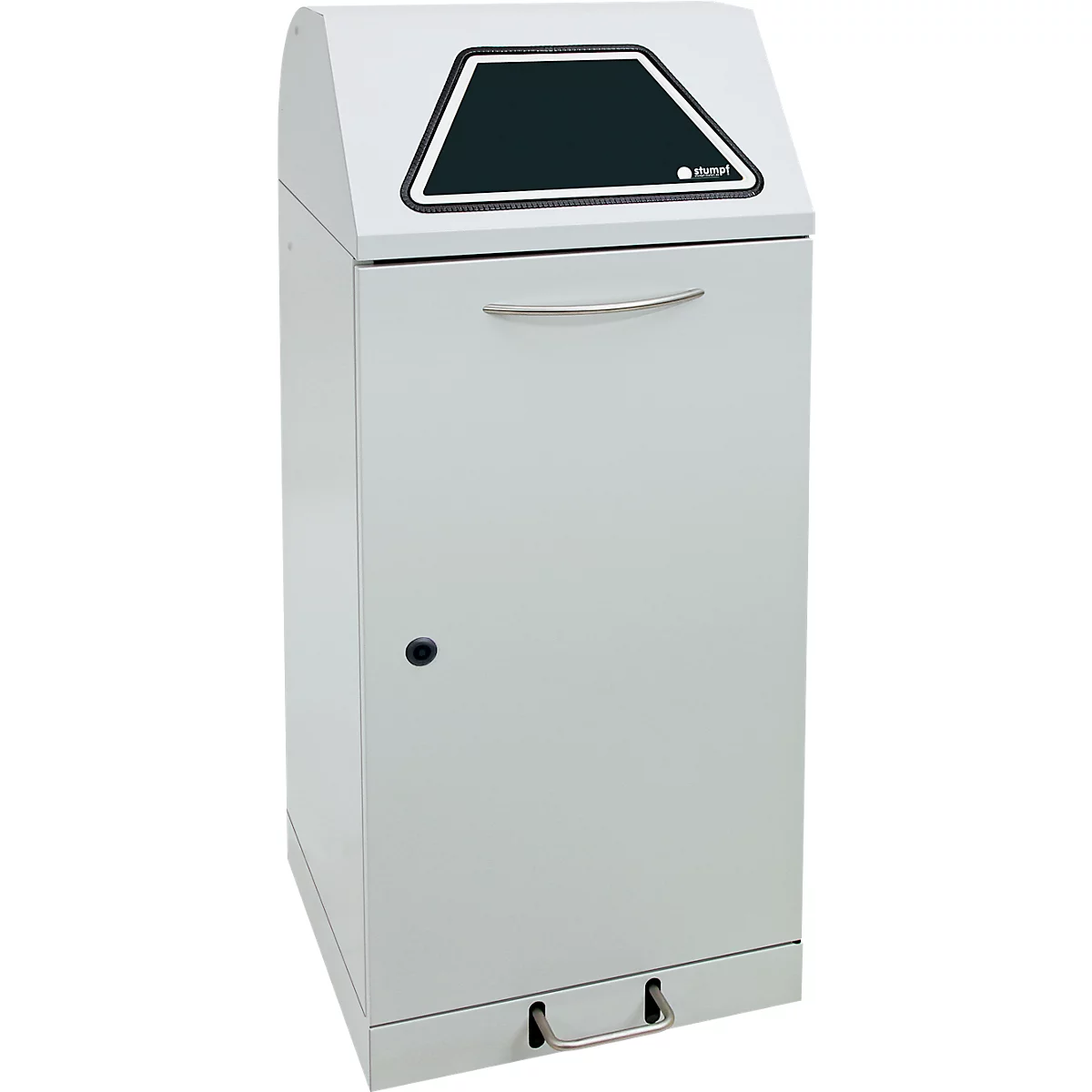 Abfallbehäter Vario 120, modular, Volumen 120 l, abschließbar, Inneneimer, feuerhemmend, mit Pads, B 450 x T 450 x H 1100 mm, Stahl, lichtgrau RAL 7035