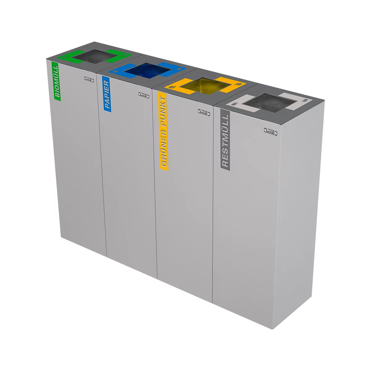 Abfalleimer Alicante, 45 L, selbstlöschend, weiß/alu