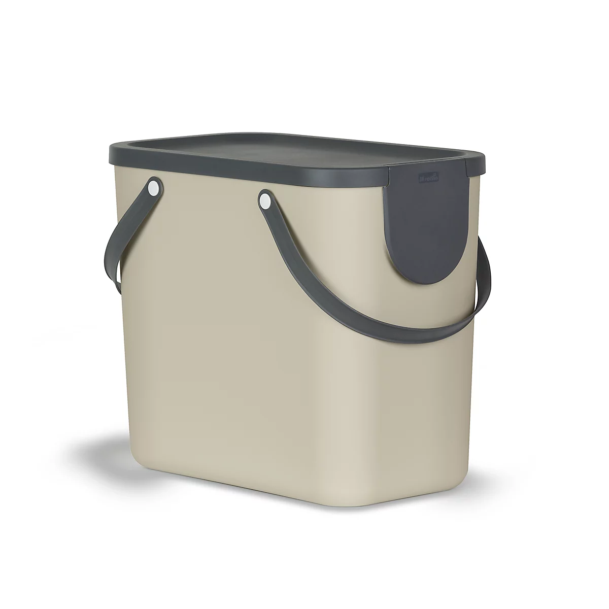 Abfalleimer Rotho ALBULA, Recycling-System, 25 l, stapelbar, Kunststoff (BPA-frei), cappuccino
