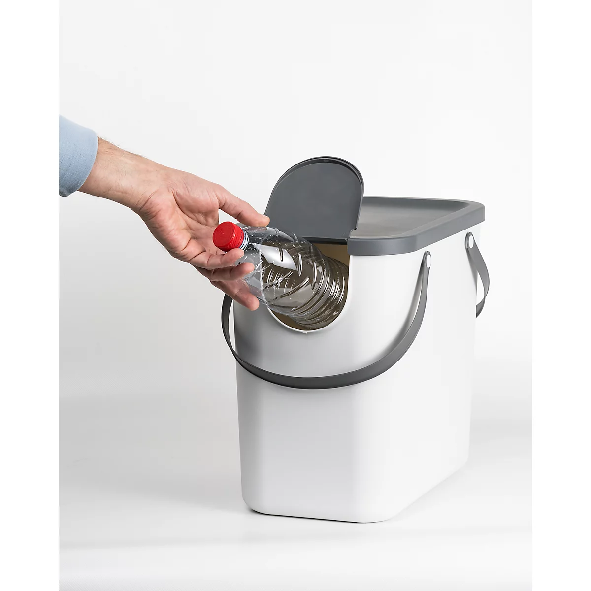 Abfalleimer Rotho ALBULA, Recycling-System, 25 l, stapelbar, Kunststoff (BPA-frei), mistletoe weiss