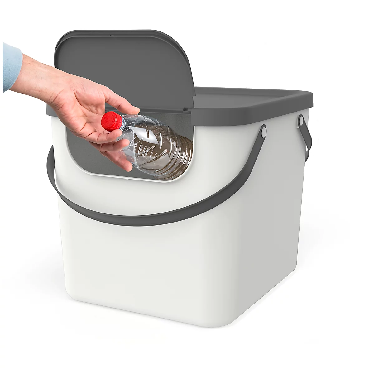Abfalleimer Rotho ALBULA, Recycling-System, 40 l, stapelbar, Kunststoff (BPA-frei), mistletoe weiss