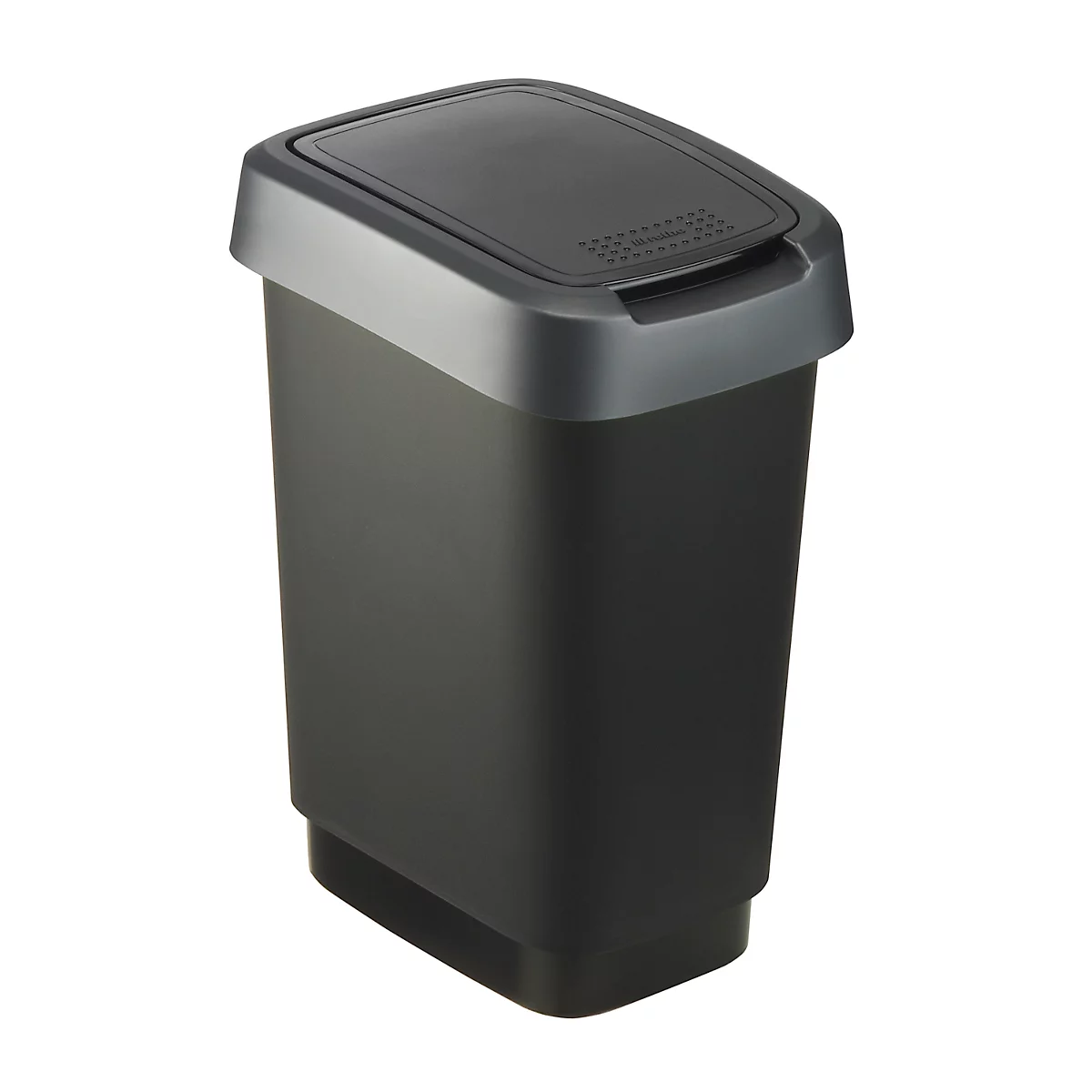Abfalleimer Rotho TWIST, 10 l, 2 Öffnungsmöglichkeiten, Kunststoff, dunkelsilber
