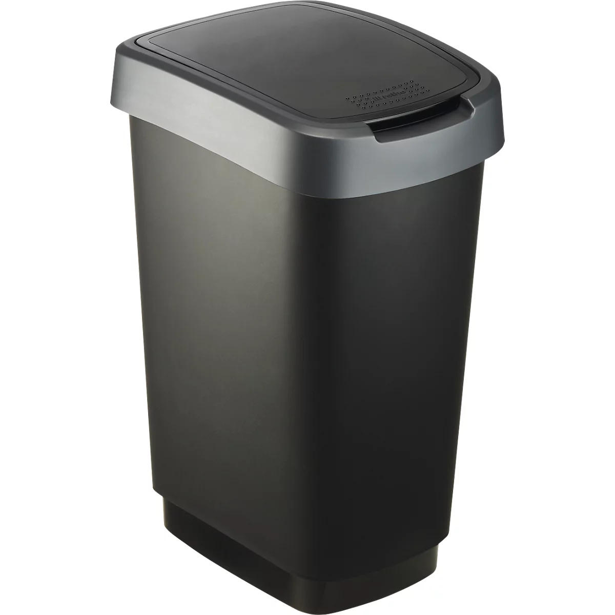Abfalleimer Rotho TWIST, 25 l, 2 Öffnungsmöglichkeiten, Kunststoff, dunkelsilber