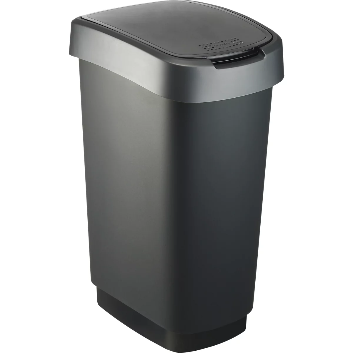 Abfalleimer Rotho TWIST, 50 l, 2 Öffnungsmöglichkeiten, Kunststoff, dunkelsilber