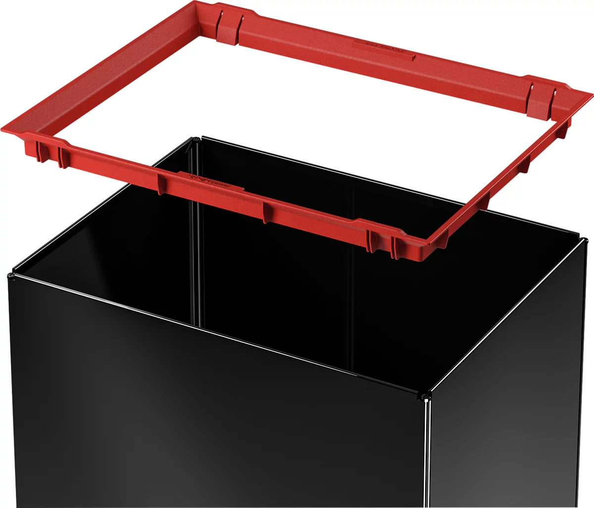 Abfallsammler Hailo Big-Box Swing XL, 52 l, rechteckig, Schwingdeckel, Stahlblech, schwarz
