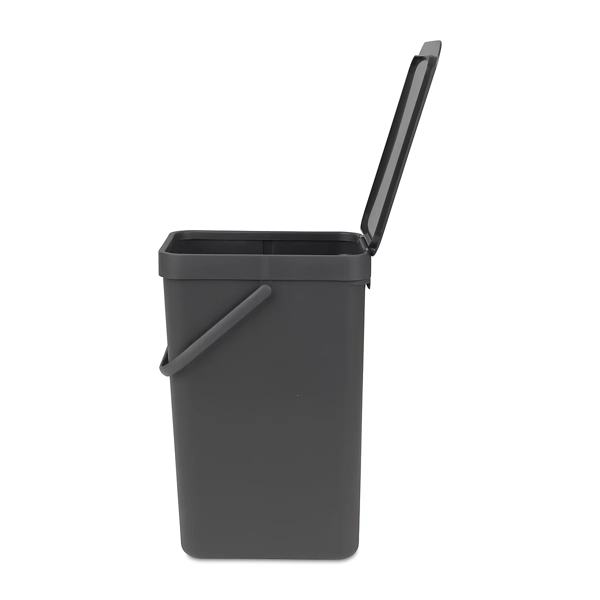 Abfallsammler Sort & Go, rechteckig, mit Wandhalterung, Deckel & Griff, 16 l, Kunststoff, grau