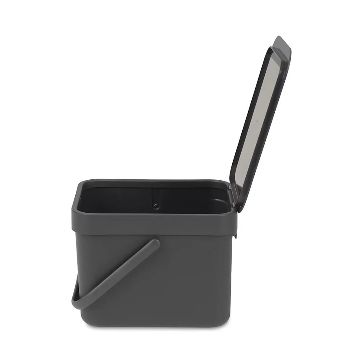 Abfallsammler Sort & Go, rechteckig, mit Wandhalterung, Deckel & Griff, 6 l, Kunststoff, grau