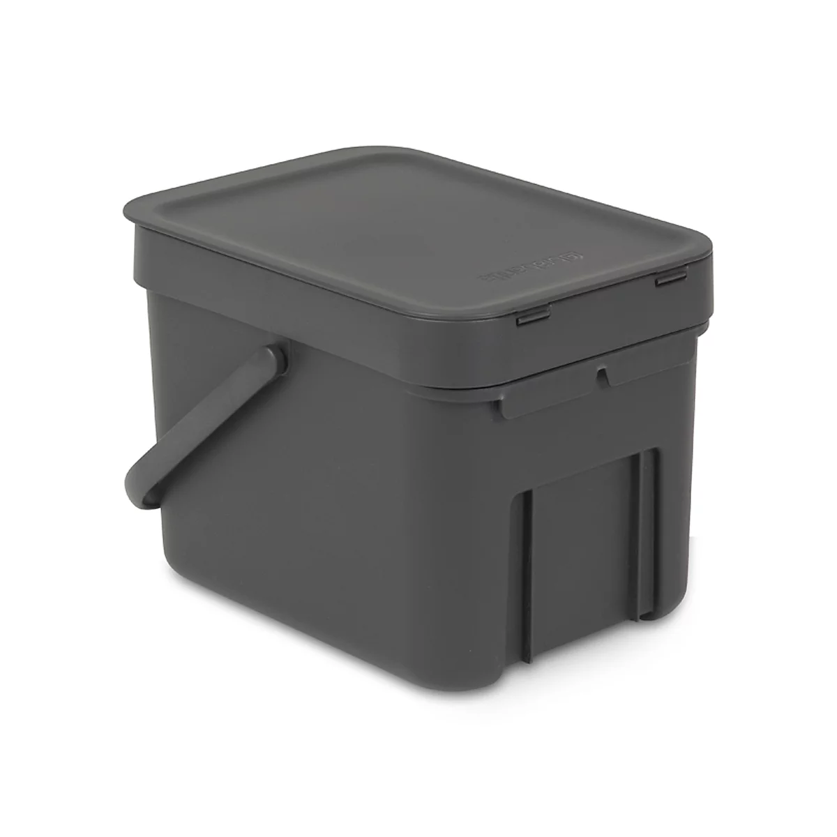 Abfallsammler Sort & Go, rechteckig, mit Wandhalterung, Deckel & Griff, 6 l, Kunststoff, grau