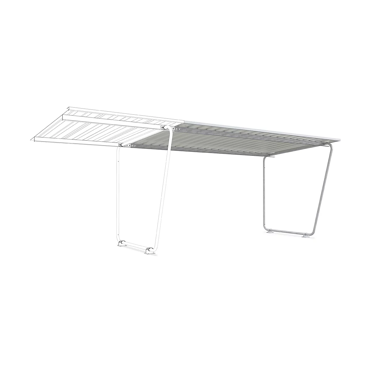 Abri extérieur modèle Siegen, unité d'extension, utilisable d'un côté, l. 4300 mm