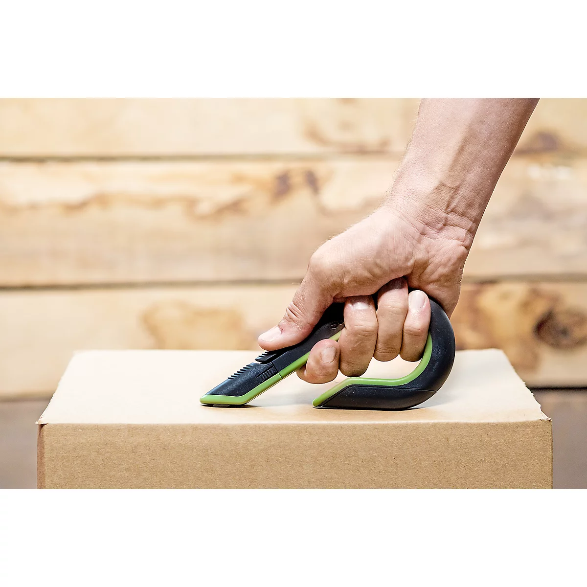 Abridor de cajas Slice, longitud 4,1 cm, 3 velocidades, alimentación automática, verde