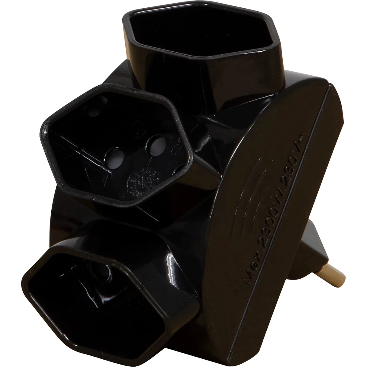 Abzweigstecker brennenstuhl®, 3-fach, sternförmig, IP20, Kunststoff, schwarz