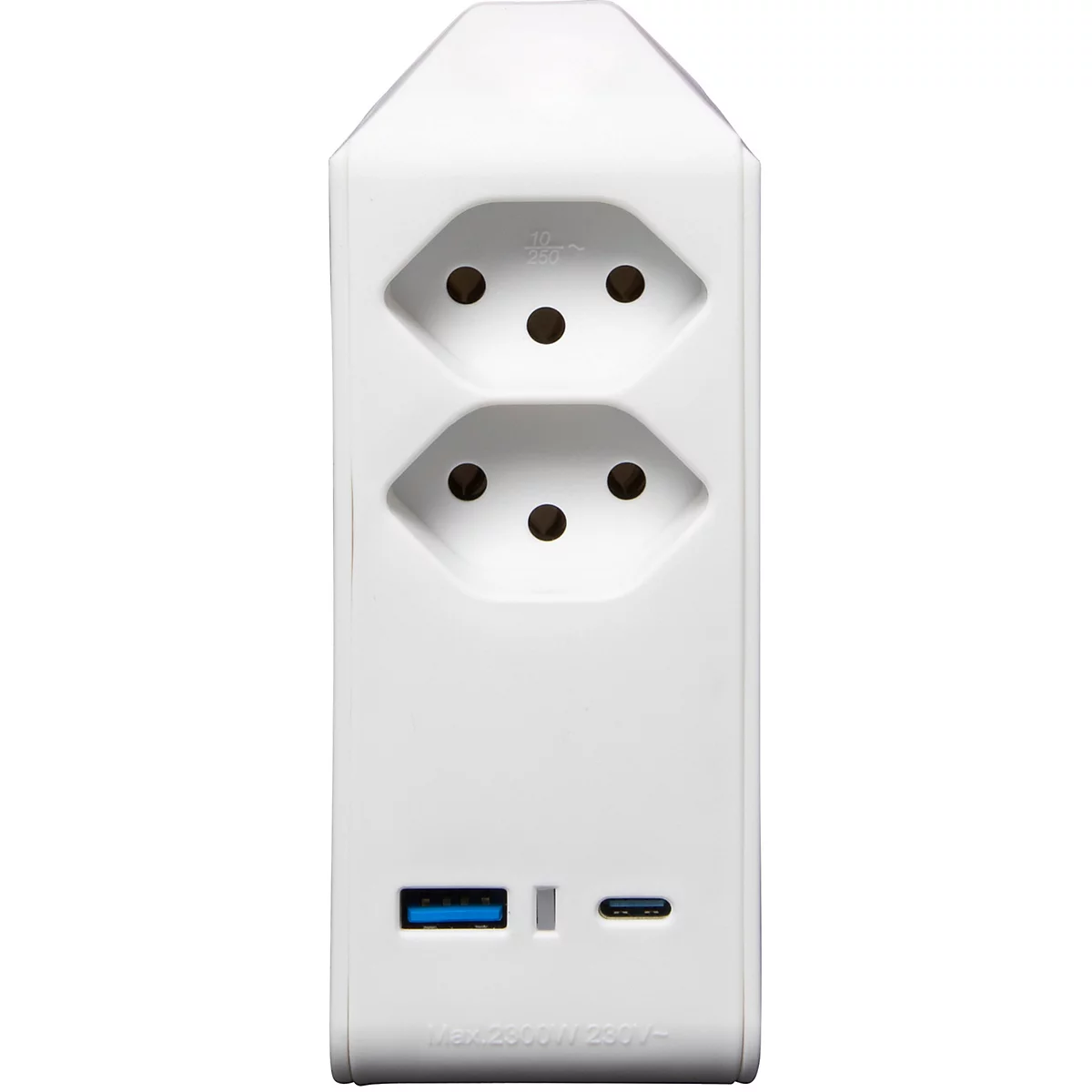 Abzweigstecker brennenstuhl® cleverLINE, 2-fach, 1 x USB-A/1 x USB-C, um 300° drehbar, ohne Aufhänger, IP20, Kunststoff, weiss