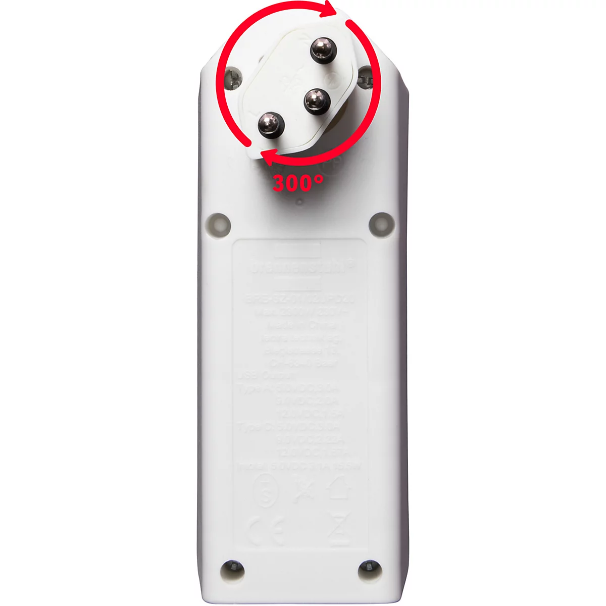 Abzweigstecker brennenstuhl® cleverLINE, 2-fach, 1 x USB-A/1 x USB-C, um 300° drehbar, ohne Aufhänger, IP20, Kunststoff, weiss