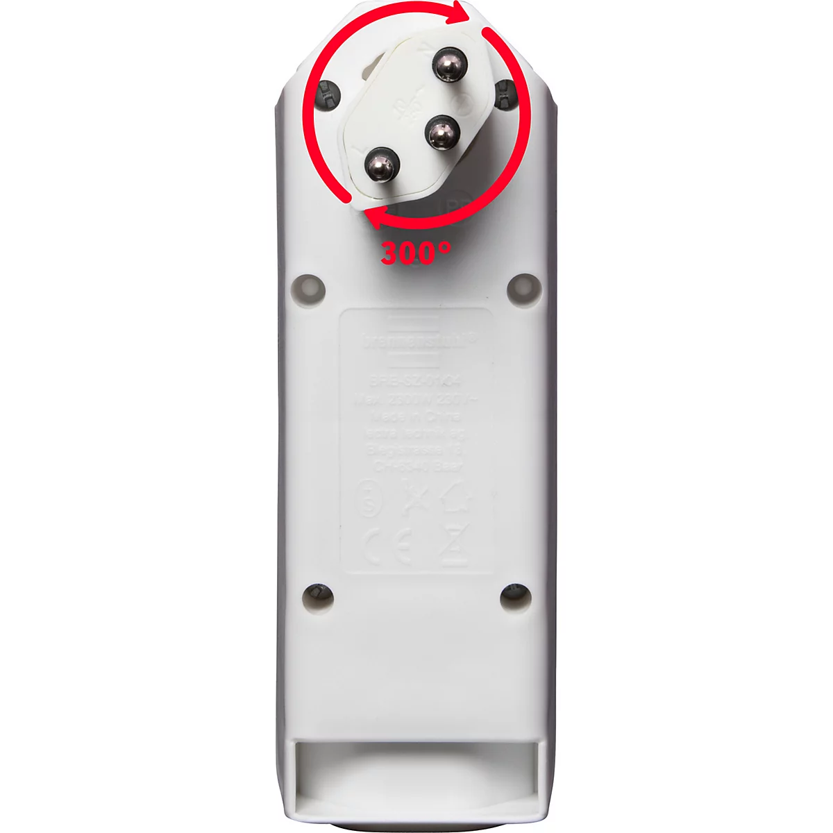 Abzweigstecker brennenstuhl® cleverLINE, 3+1-fach, um 300° drehbar, ohne Aufhänger, IP20, Kunststoff, weiss