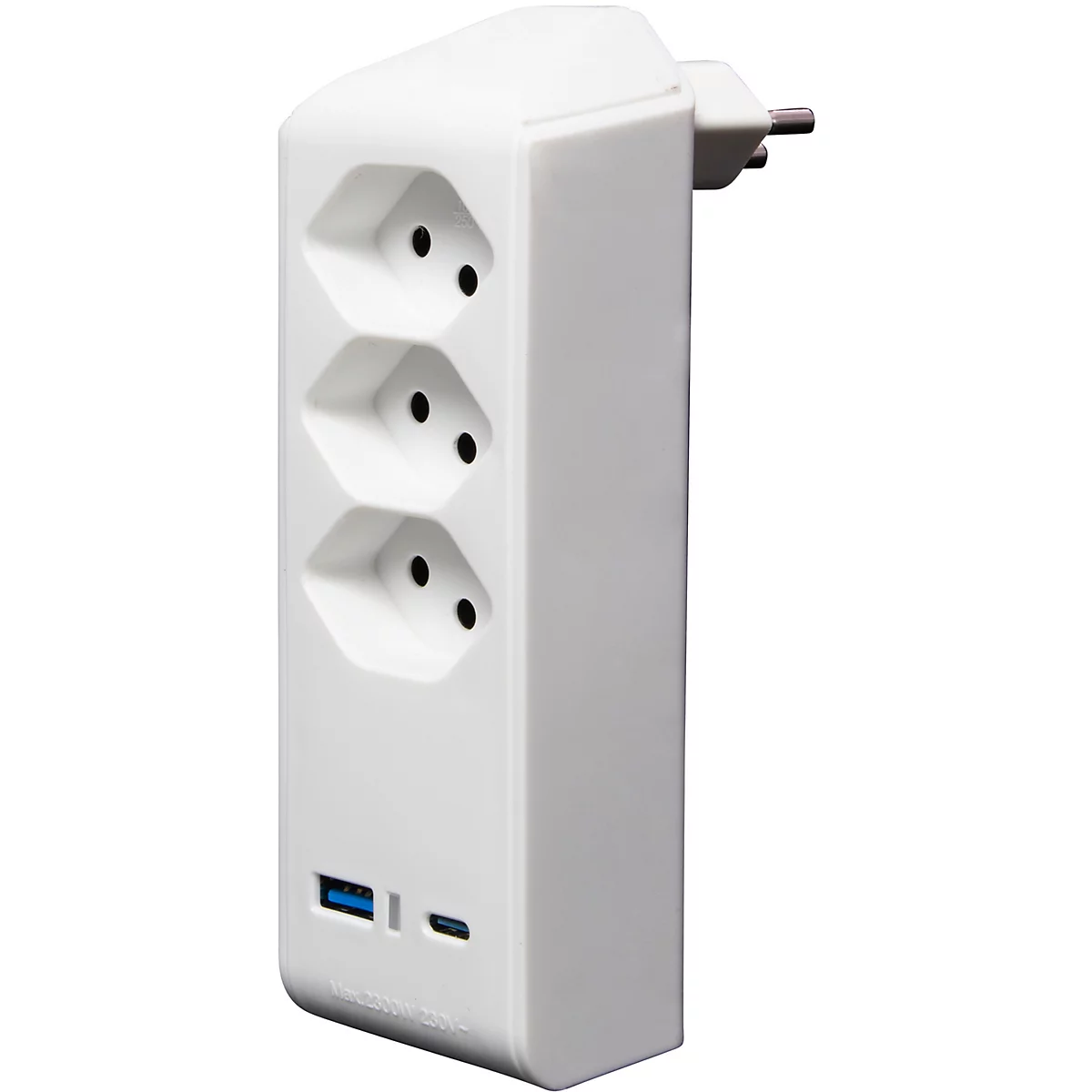 Abzweigstecker brennenstuhl® cleverLINE, 3-fach, 1 x USB-A/1 x USB-C, um 300° drehbar, ohne Aufhänger, IP20, Kunststoff, weiss
